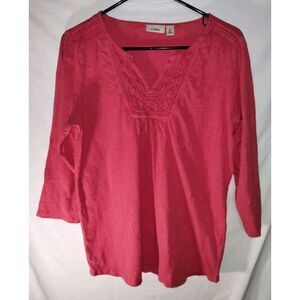L.L. Bean Fuschia 3/4 Length Sleeve Top Women's Size Medium